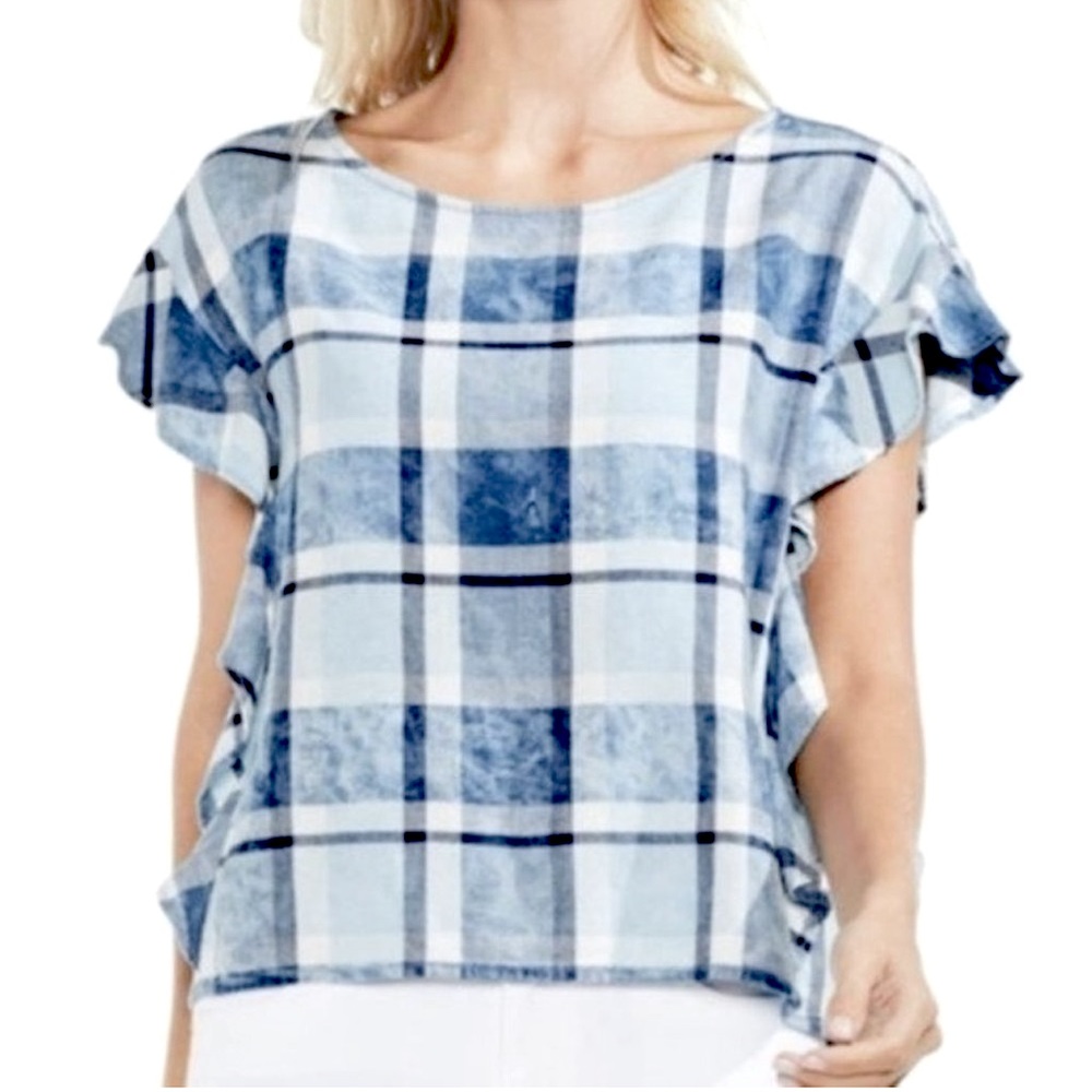 Vince Camuto Indigo Stillwater Flutter Sleeve Top